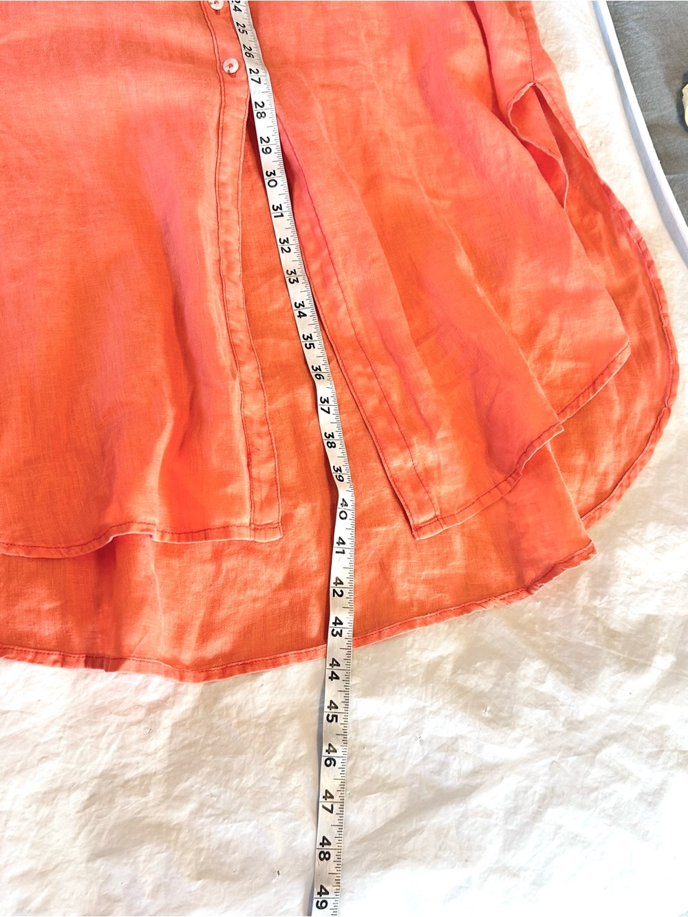 Anthropologie Button-down Linen Tunic Shirt Dress size L Coral Relaxed NWOT - Picture 13 of 13